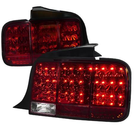 Spec'D Tuning Products - Spec-D 2005-2009 Ford Mustang Sequential LED Tail Lights (Chrome Housing/Red Lens)