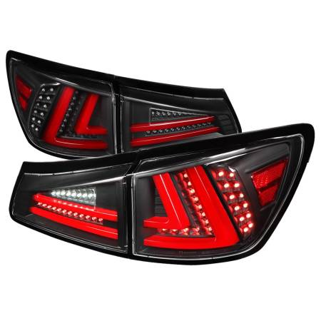 Spec'D Tuning Products - Spec-D 2006-2008 Lexus IS250/IS350 LED Tail Lights & Trunk Lights (Black Housing/Clear Lens)