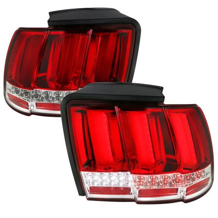 Spec'D Tuning Products - Spec-D 1999-2004 Ford Mustang Sequential LED Tail Lights (Chrome Housing/Red Lens)