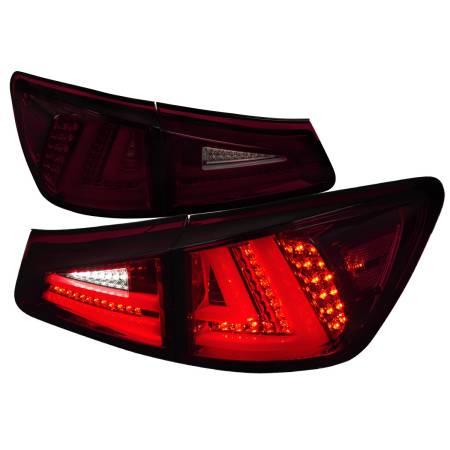 Spec'D Tuning Products - Spec-D 2006-2008 Lexus IS250/IS350 LED Tail Lights & Trunk Lights (Chrome Housing/Red Smoke Lens)
