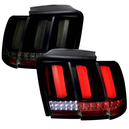 Spec'D Tuning Products - Spec-D 1999-2004 Ford Mustang Sequential LED Tail Lights (Glossy Black Housing/Smoke Lens)