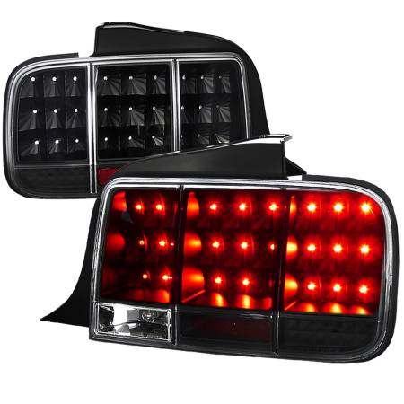 Spec'D Tuning Products - Spec-D 2005-2009 Ford Mustang Sequential LED Tail Lights (Matte Black Housing/Clear Lens)