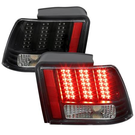 Spec'D Tuning Products - Spec-D 1999-2004 Ford Mustang Sequential LED Tail Lights - RS (Matte Black Housing/Clear Lens)