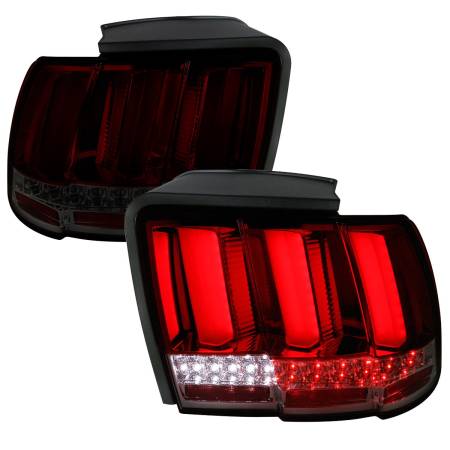 Spec'D Tuning Products - Spec-D 1999-2004 Ford Mustang Sequential LED Tail Lights (Chrome Housing/Red Smoke Lens)
