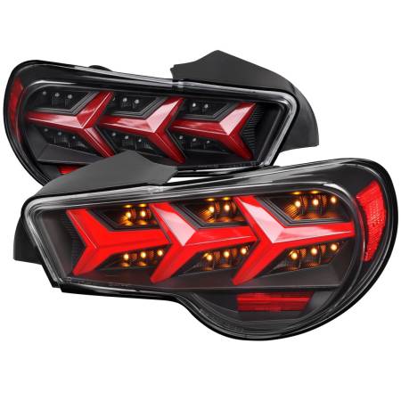 Spec'D Tuning Products - Spec-D 2013-2016 Scion FRS/ Subaru BRZ Lambo Style Sequential LED Tail Lights (Jet Black Housing/Clear Lens)