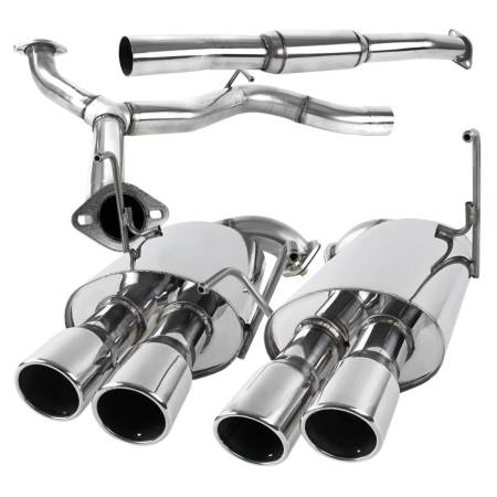 Spec'D Tuning Products - Spec-D 2008-2014 Subaru Impreza WRX STI Sedan T-304 Stainless Steel Dual Catback Exhaust System w/ Quad Tips