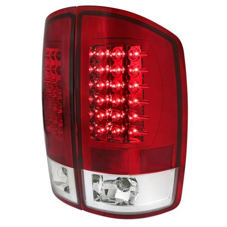 Spec'D Tuning Products - Spec-D 2002-2006 Dodge RAM LED Tail Lights (Chrome Housing/Red Clear Lens)