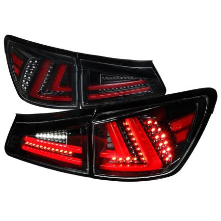 Spec'D Tuning Products - Spec-D 2006-2008 Lexus IS250/IS350 LED Tail Lights & Trunk Lights (Jet Black Housing/Clear Lens)