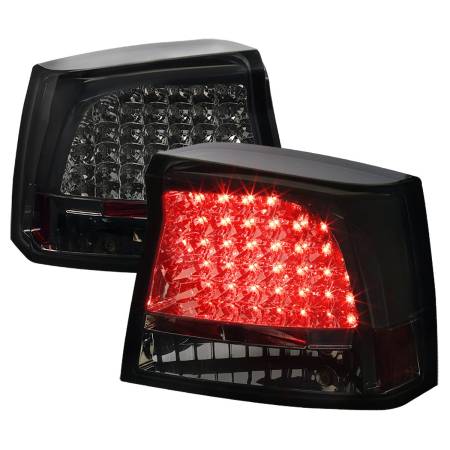 Spec'D Tuning Products - Spec-D 2005-2008 Dodge Charger LED Tail Lights (Chrome Housing/Smoke Lens)