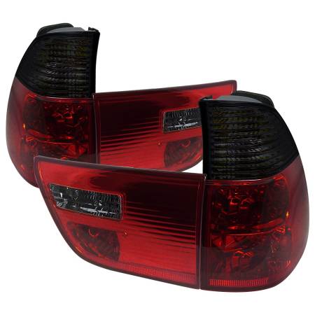 Spec'D Tuning Products - Spec-D 2000-2006 BMW E53 X5 Tail Lights - APC (Chrome Housing/Red Smoke Lens)