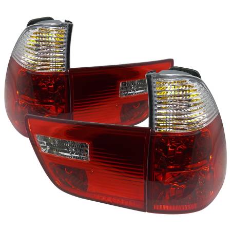 Spec'D Tuning Products - Spec-D 2000-2006 BMW E53 X5 Tail Lights (Chrome Housing/Red Clear Lens)
