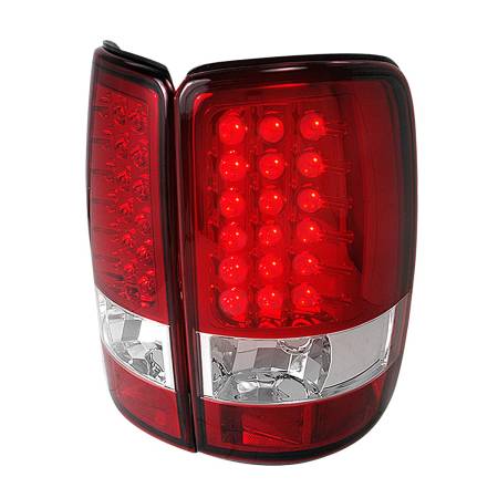 Spec'D Tuning Products - Spec-D 2000-2006 Chevrolet Suburban/Tahoe GMC Yukon/Yukon XL LED Tail Lights (Chrome Housing/Red Clear Lens)