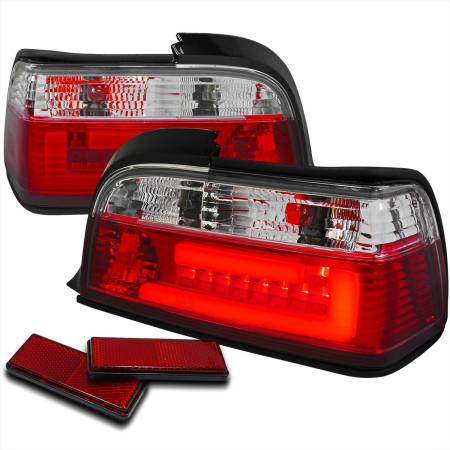 Spec'D Tuning Products - Spec-D 1992-1998 BMW E36 3 Series Coupe/Convertible LED Tail Lights (Chrome Housing/Red Clear Lens)