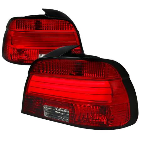 Spec'D Tuning Products - Spec-D 2001-2003 BMW E39 5 Series Sedan LED Tail Lights (Chrome Housing/Red Clear Lens)