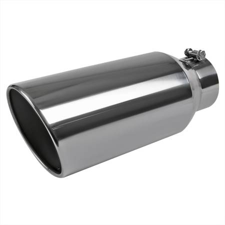 Spec'D Tuning Products - Spec-D Universal 4" Inlet/6" Outlet Chrome Stainless Steel Bolt-On Angled Exhaust Tip