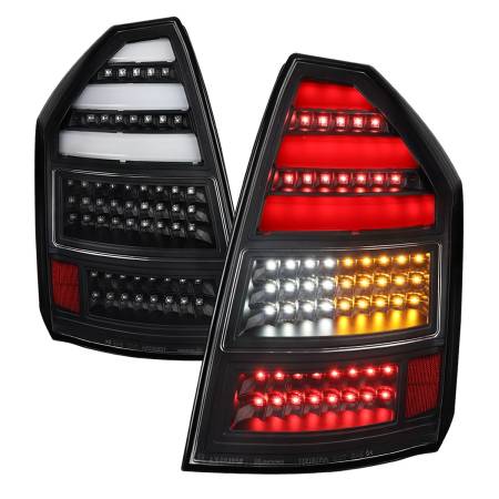 Spec'D Tuning Products - Spec-D 2005-2007 Chrysler 300C V2 LED Tail Lights (Matte Black Housing/Clear Lens)