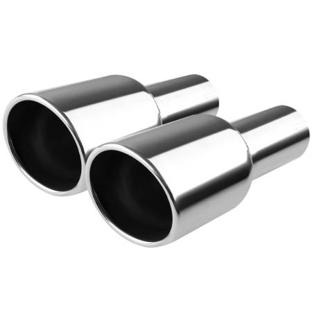 Spec'D Tuning Products - Spec-D Universal 2.5" Inlet/4.125" Outlet Chrome Stainless Steel Angled Exhaust Tips - 2PC