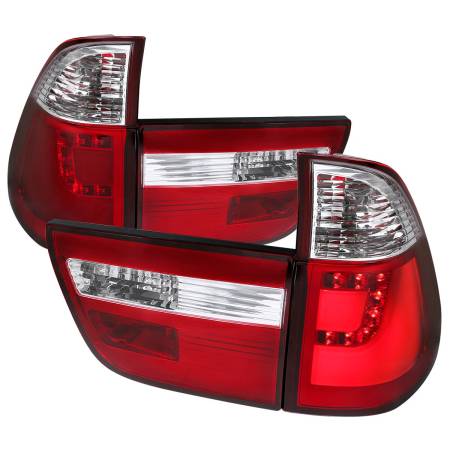 Spec'D Tuning Products - Spec-D 2000-2006 BMW E53 X5 LED Tail Lights (Chrome Housing/Red Lens)