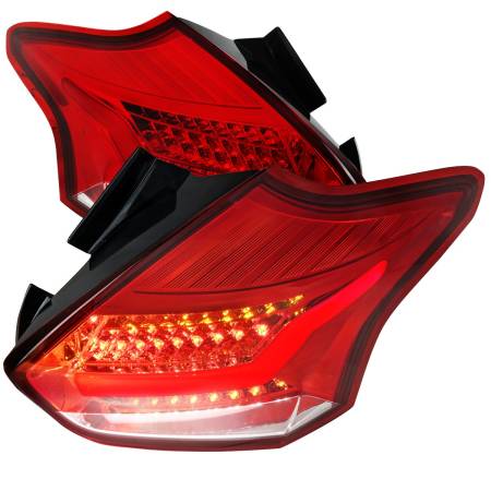 Spec'D Tuning Products - Spec-D 2015-2019 Ford Focus Hatchback LED Tail Lights (Chrome Housing/Red Lens)
