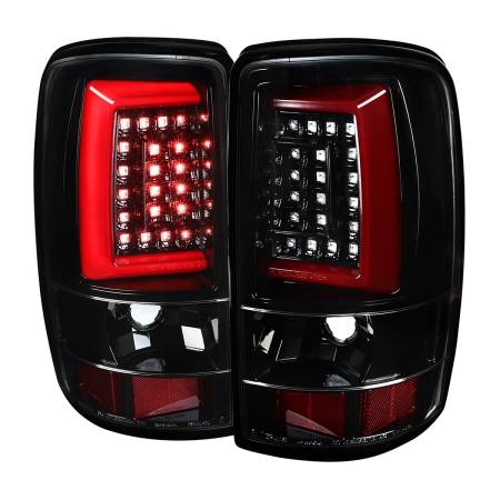 Spec'D Tuning Products - Spec-D 2000-2006 Chevrolet Suburban/Tahoe GMC Yukon/Yukon XL LED C Bar Tail Lights (Jet Black Housing/Clear Lens)