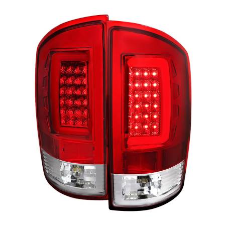 Spec'D Tuning Products - Spec-D 2007-2009 Dodge RAM 1500/2500/3500 LED Tail Lights (Chrome Housing/Red Clear Lens)