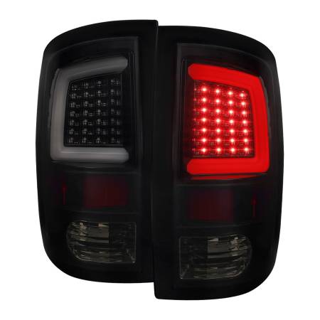 Spec'D Tuning Products - Spec-D 2009-2018 Dodge RAM 1500 / 2019-2021 RAM Classic / 2010-2018 RAM 2500 3500 White Bar LED Tail Lights (Glossy Black Housing/Smoke Lens)
