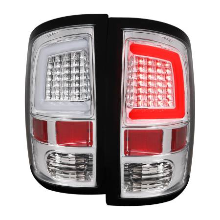 Spec'D Tuning Products - Spec-D 2009-2018 Dodge RAM 1500 / 2019-2021 RAM Classic / 2010-2018 RAM 2500 3500 White Bar LED Tail Lights (Chrome Housing/Clear Lens)