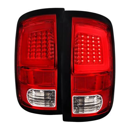 Spec'D Tuning Products - Spec-D 2009-2018 Dodge RAM 1500 / 2019-2021 RAM Classic / 2010-2018 RAM 2500 3500 White Bar LED Tail Lights (Chrome Housing/Red Lens)