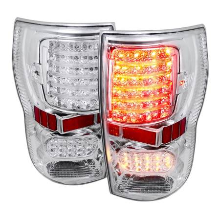 Spec'D Tuning Products - Spec-D 2007-2013 Toyota Tundra LED Tail Lights (Chrome Housing/Clear Lens)