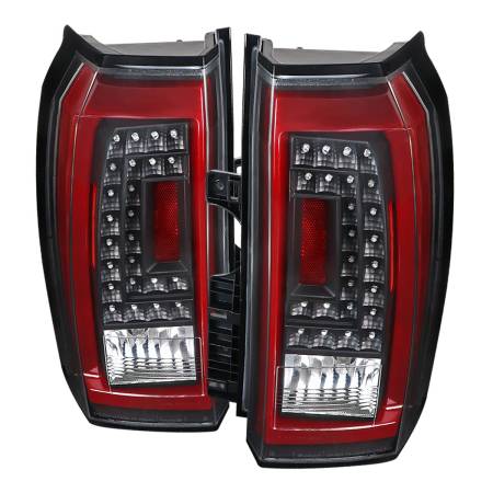 Spec'D Tuning Products - Spec-D 2015-2020 GMC Yukon/Yukon XL Denali SLE/SLT LED Tail Lights (Black Housing/Clear Lens w/ Red Bar)