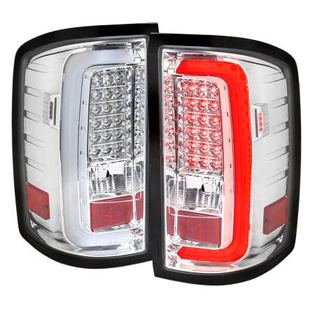 Spec'D Tuning Products - Spec-D 2014-2018 GMC Sierra 1500/2500HD/3500HD LED Tail Lights (Chrome Housing/Clear Lens)