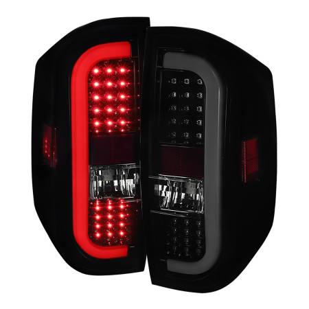 Spec'D Tuning Products - Spec-D 2014-2021 Toyota Tundra White Bar Sequential LED Tail Lights (Glossy Black Housing/Smoke Lens)