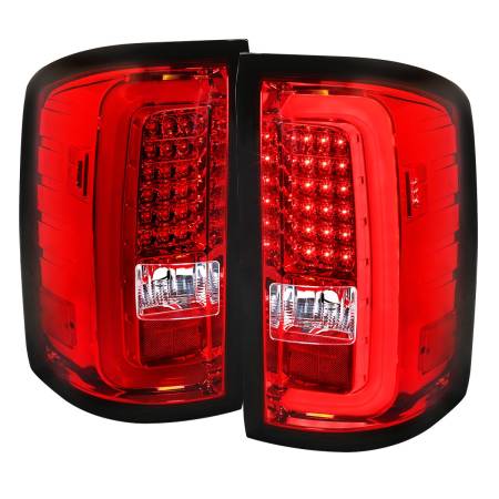 Spec'D Tuning Products - Spec-D 2014-2018 GMC Sierra 1500/2500HD/3500HD LED Tail Lights (Chrome Housing/Red Lens)