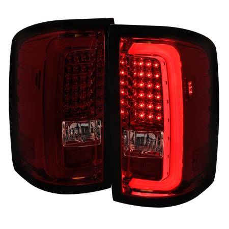 Spec'D Tuning Products - Spec-D 2014-2018 GMC Sierra 1500/2500HD/3500HD LED Tail Lights (Chrome Housing/Red Smoke Lens)