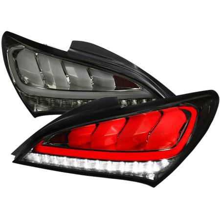 Spec'D Tuning Products - Spec-D 2010-2016 Hyundai Genesis Coupe White Bar Sequential LED Tail Lights (Chrome Housing/Smoke Lens)