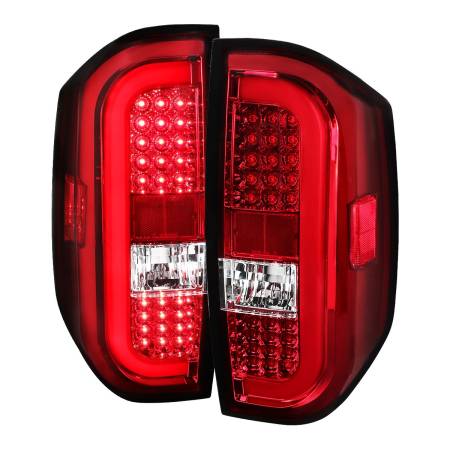 Spec'D Tuning Products - Spec-D 2014-2021 Toyota Tundra Sequential LED Tail Lights (Chrome Housing/Red Clear Lens)