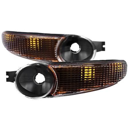 Spec'D Tuning Products - Spec-D 1999-2006 GMC Sierra/2007 Sierra Classic/2000-2006 Yukon XL Denali Factory Style Turn Signal Bumper Lights (Matte Black Housing/Clear Lens)
