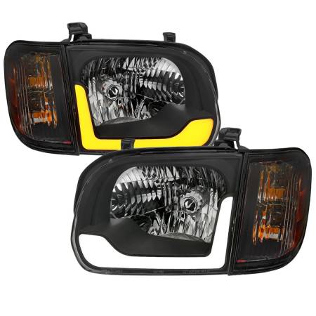 Spec'D Tuning Products - Spec-D 2005-2006 Toyota Tundra/2005-2007 Sequoia Switchback Sequential LED Bar Factory Style Headlights w/Corner Lamps (Matte Black Housing/Clear Lens)
