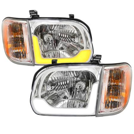 Spec'D Tuning Products - Spec-D 2005-2006 Toyota Tundra/2005-2007 Sequoia Switchback Sequential LED Bar Factory Style Headlights w/Corner Lamps (Chrome Housing/Clear Lens)