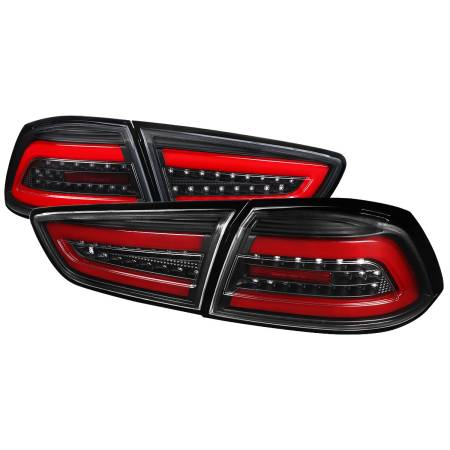 Spec'D Tuning Products - Spec-D 2008-2017 Mitsubishi Lancer / 2008-2015 Lancer EVO X Sedan Red Bar LED Tail Lights (Black Housing/Clear Lens)