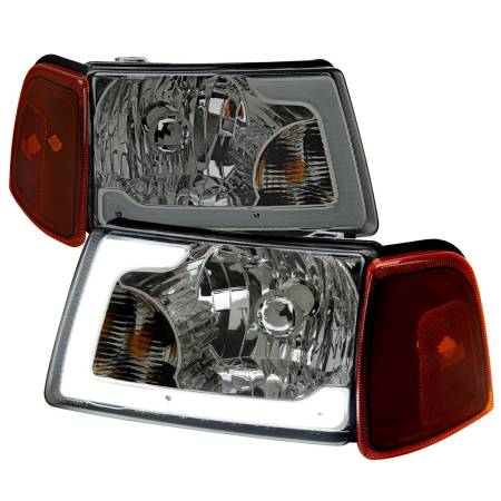 Spec'D Tuning Products - Spec-D 2001-2011 Ford Ranger LED Bar Factory Style Headlights w/Amber Corner Lamp (Chrome Housing/Smoke Lens)