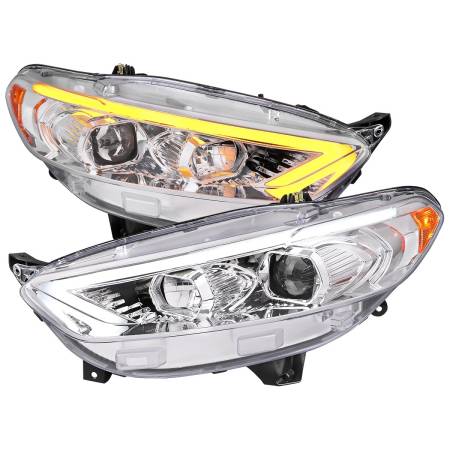 Spec'D Tuning Products - Spec-D 2013-2016 Ford Fusion Switchback Sequential Turn Signal Projector Headlights (Chrome Housing/Clear Lens)