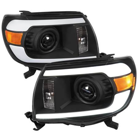 Spec'D Tuning Products - Spec-D 2005-2011 Toyota Tacoma LED Bar Projector Headlights (Matte Black Housing/Clear Lens)