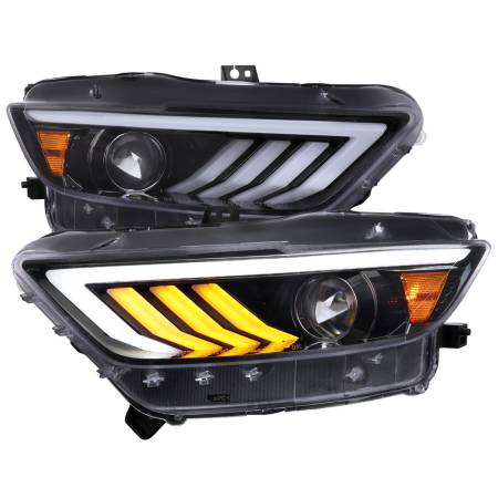 Spec'D Tuning Products - Spec-D 2015-2017 Ford Mustang HID-Type  LED Sequential Turn Signal Projector Headlights (Jet Black Housing/Clear Lens)