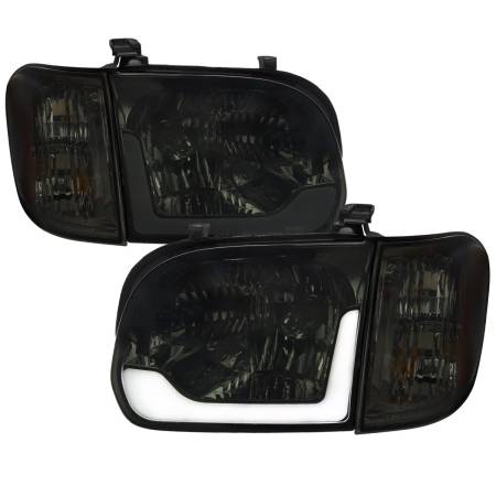 Spec'D Tuning Products - Spec-D 2005-2006 Toyota Tundra/2005-2007 Sequoia LED Bar Factory Style Headlights w/Corner Lamps and Amber Reflector (Chrome Housing/Smoke Lens)