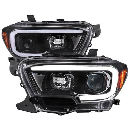 Spec'D Tuning Products - Spec-D 2016-2023 Toyota Tacoma Switchback Sequential LED Bar Projector Headlights (Glossy Black Housing/Clear Lens)