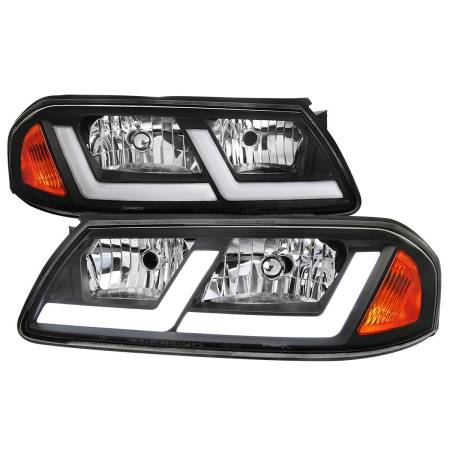 Spec'D Tuning Products - Spec-D 2000-2005 Chevrolet Impala LED Bar Factory Style Headlights  (Matte Black Housing/Clear Lens)
