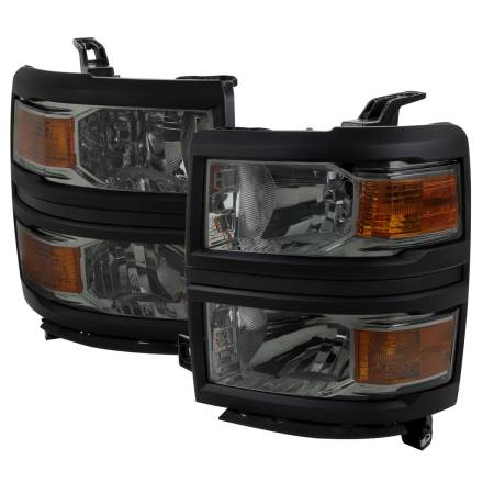 Spec'D Tuning Products - Spec-D 2014-2015 Chevrolet Silverado 1500 Factory Style Headlights w/ Black Trim (Chrome Housing/Light Smoke Lens)