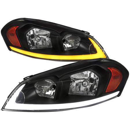 Spec'D Tuning Products - Spec-D 2006-2013 Chevrolet Impala/2014-2016 Impala Limited/2006-2007 Monte Carlo Switchback Sequential Signal LED Bar Factory Style Headlights (Matte Black Housing/Clear Lens)