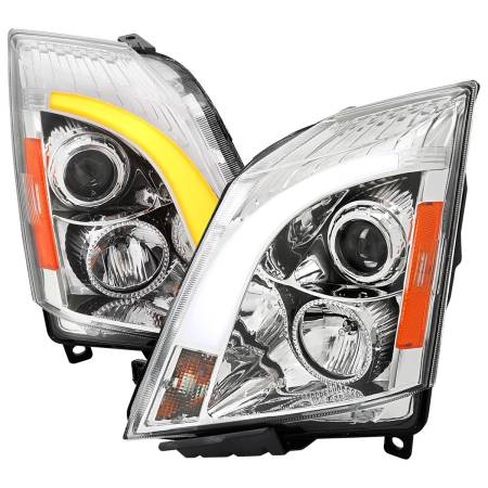 Spec'D Tuning Products - Spec-D 2008-2014 Cadillac CTS Switchback Sequential LED Bar Projector Headlights (Chrome Housing/Clear Lens)
